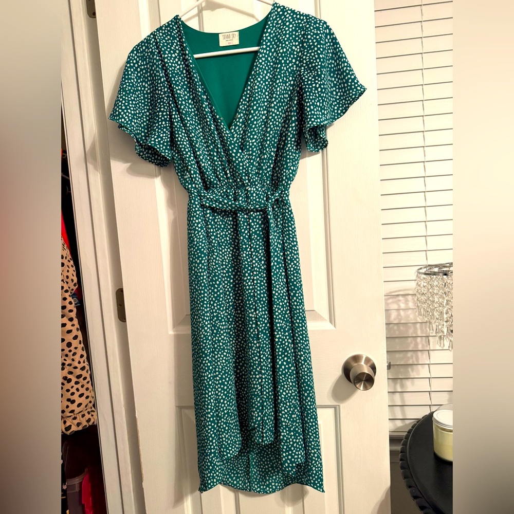 Sienna Sky Green White Polka Dot Dress